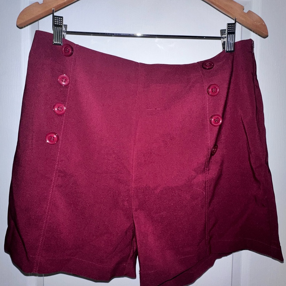 NEW WT Belle Poque Women’s 2XL Burgundy high waist shorts Pin Up Sailor Style